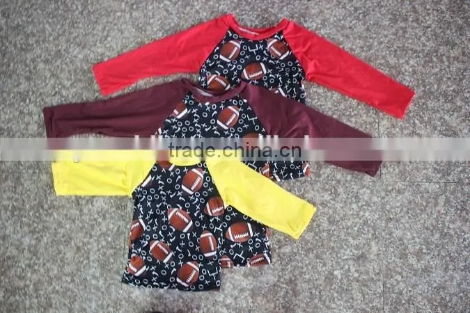 hot sale raglan baby girl sports shirt Fall icing sleeve game shirt boutique children girl football shirt