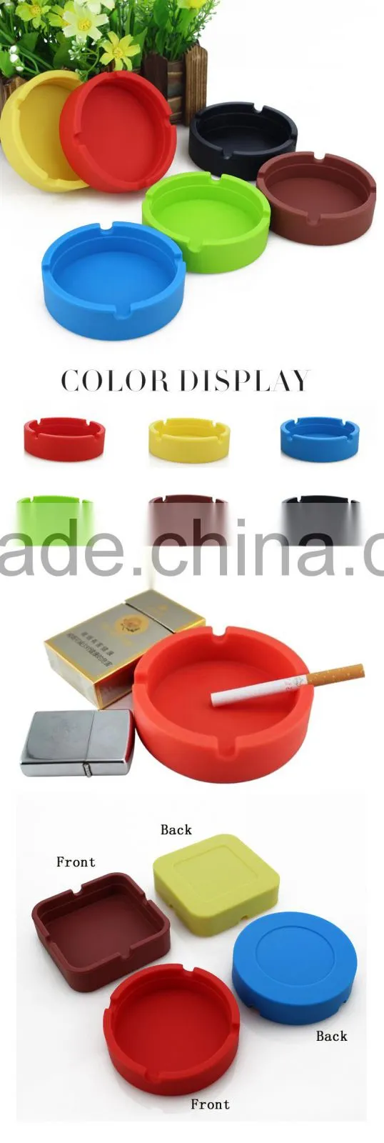 pocket portable silicon round ashtray with custom logo