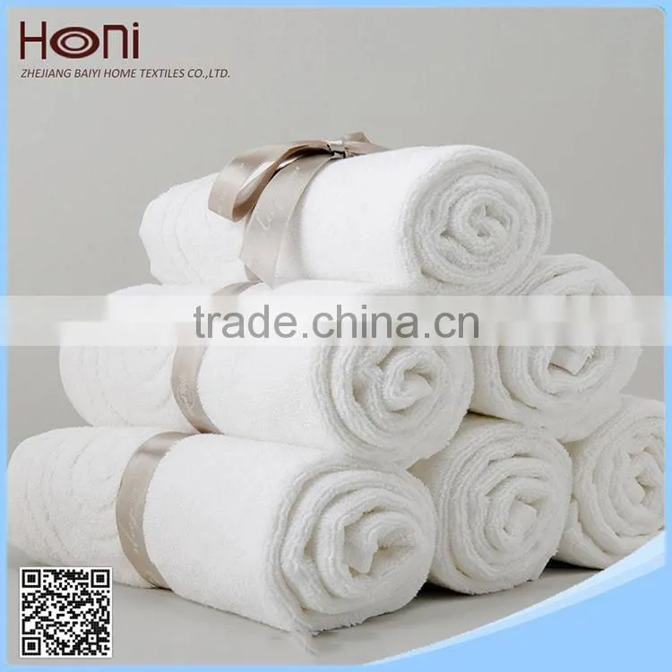 100% Cotton Woven 21S Yarn White Color Hotel Towels