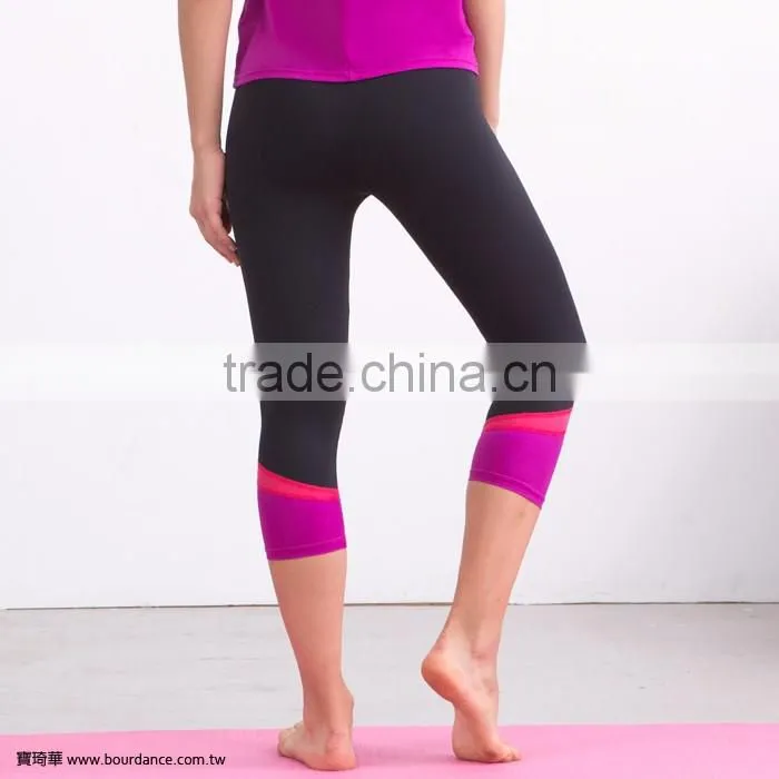 Yoga wear women color block yoga crop leggings