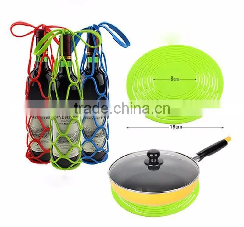 Multifuction Silicone Dinning Mat Heat Resistant Placemat Silicone Wine Bottle Basket