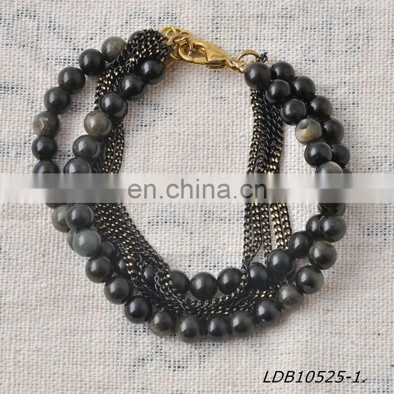 Sequin green agate chip stretch bracelet