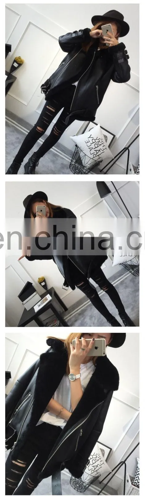 Excellent Quality Winter Warm Lamb Skin Leather Jacket