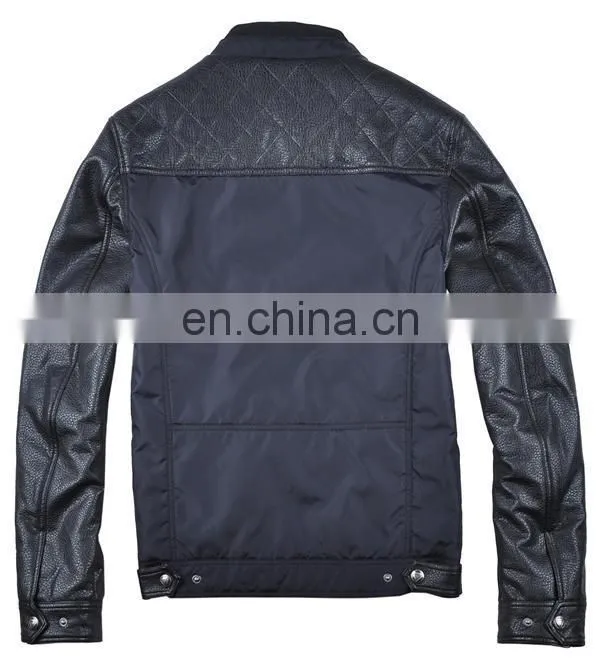 2017 new fashion pu and nylon jacket for man