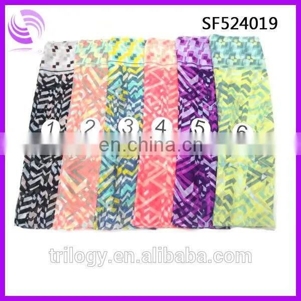 fashion chiffon colorful sawtooth painting scarf and shawl wholesale