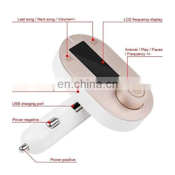 2016 T9S Wireless Bluetooth Car Kit MP3 Player FM Transmitter A2DP with USB Charging Port Music Control Hands-Free Call