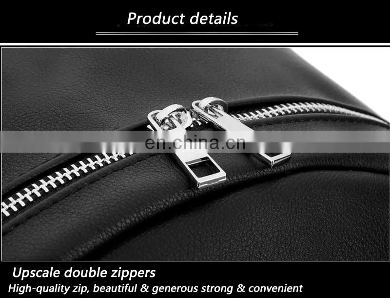 LED flashlight PU leather soft backpack school bags for teenagers