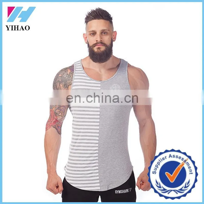 Yihao 2017 Customized trade pannel Vest y back Singlets Tank tops High quality Gym tops mens vest