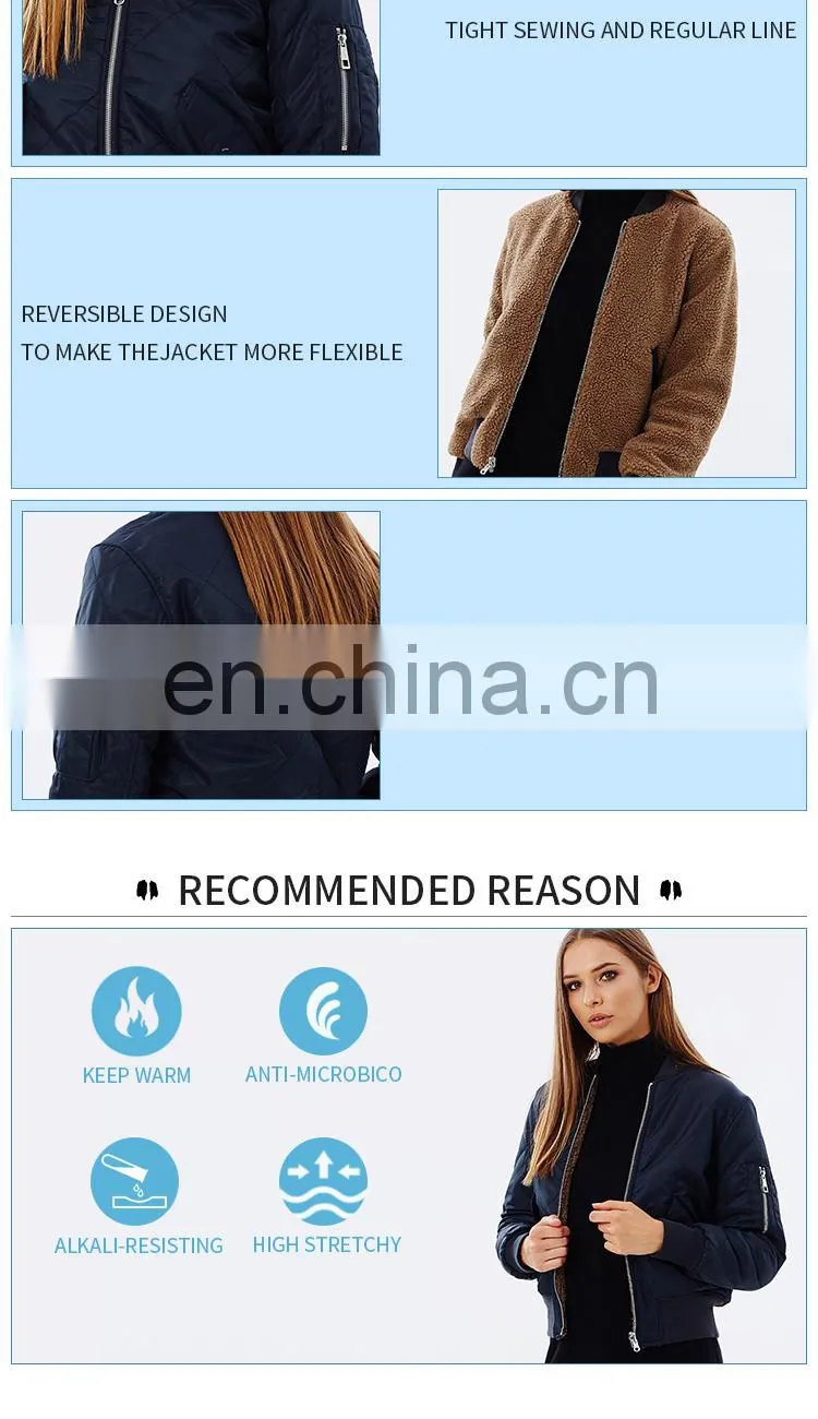 China manufacturer sports new women black bomber jacket wholesale