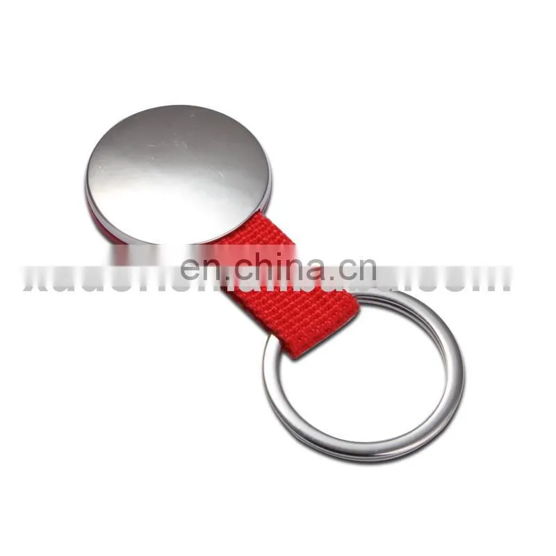 2016 Newly design red round metal keychains with woven belt / packing gift box key holders