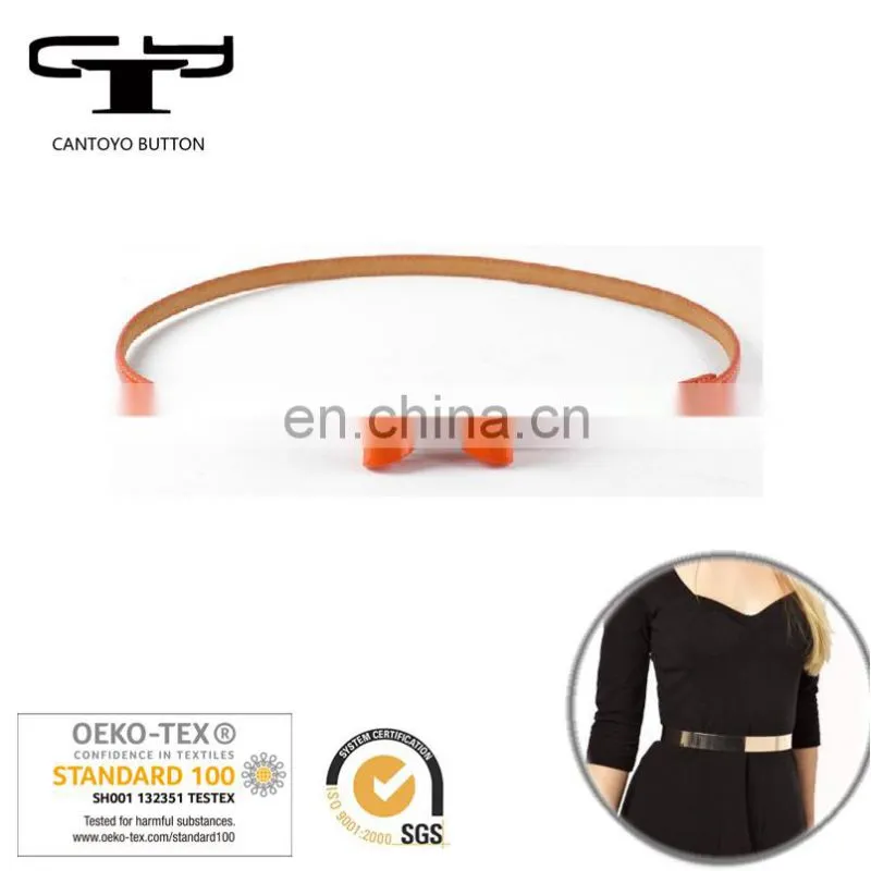 Simple wild leather belt female dress decorated delicate belt red double buckle