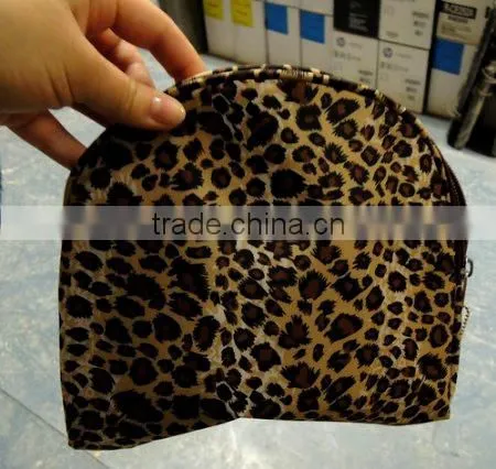 Simple elegent leopard print nylon cosmetic bag