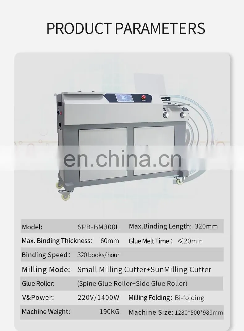 BM300L for 320 mm glue binding machine perfect binder hot glue book binder binding machine