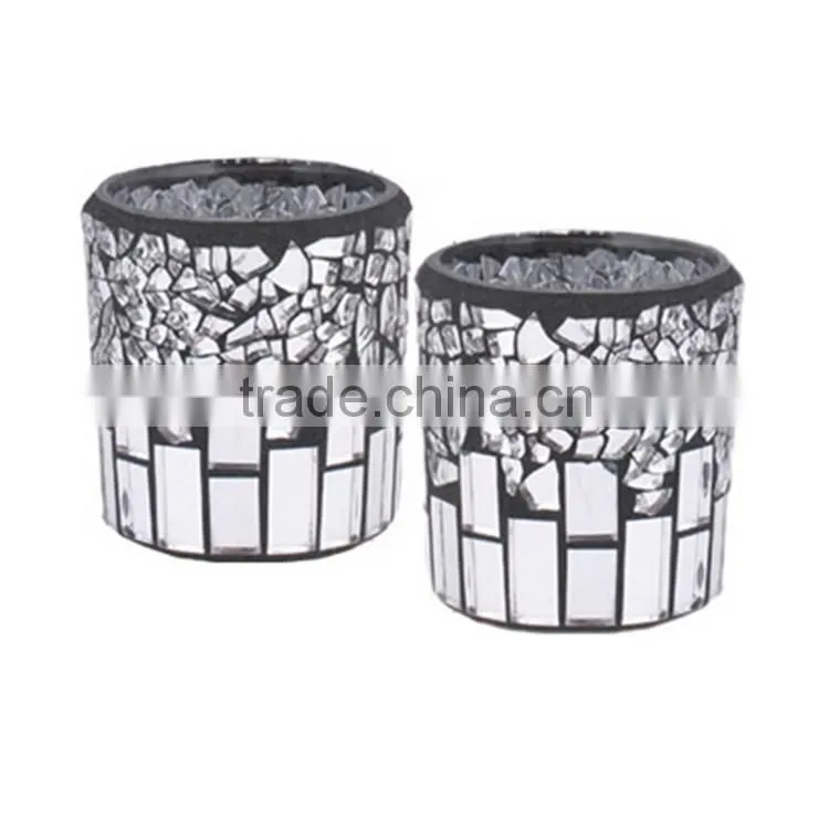 Handmade European style Mosaic Candle Holders Glass Candlestick & Romatic Candle Cup & Glass Vasw For Wedding Decoration