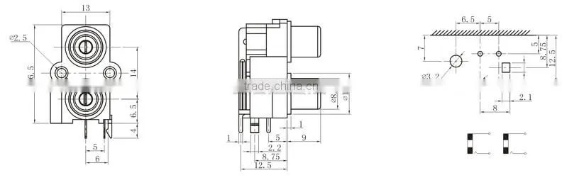 2 holes ISO RCA TV Jack connector