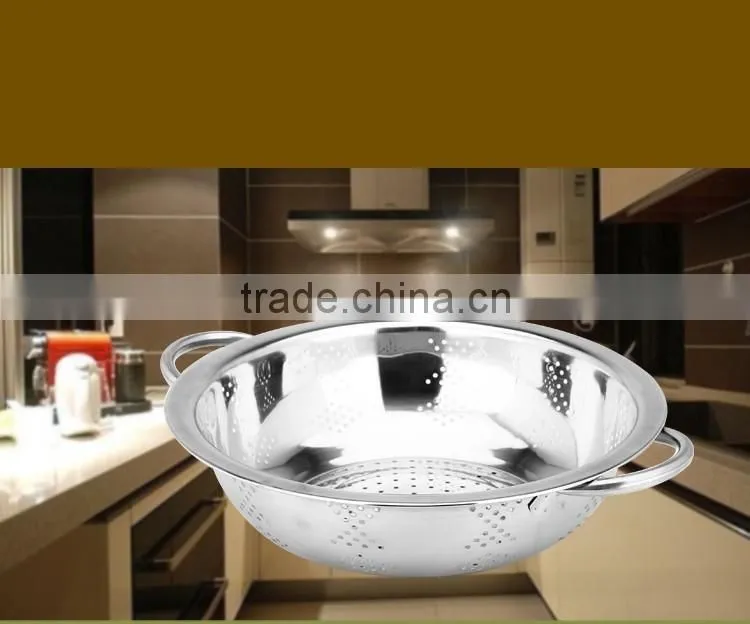 2016 hot kitchenware vegetable strainer basket/ stainless Drain basin/ Fruit Rice Colander