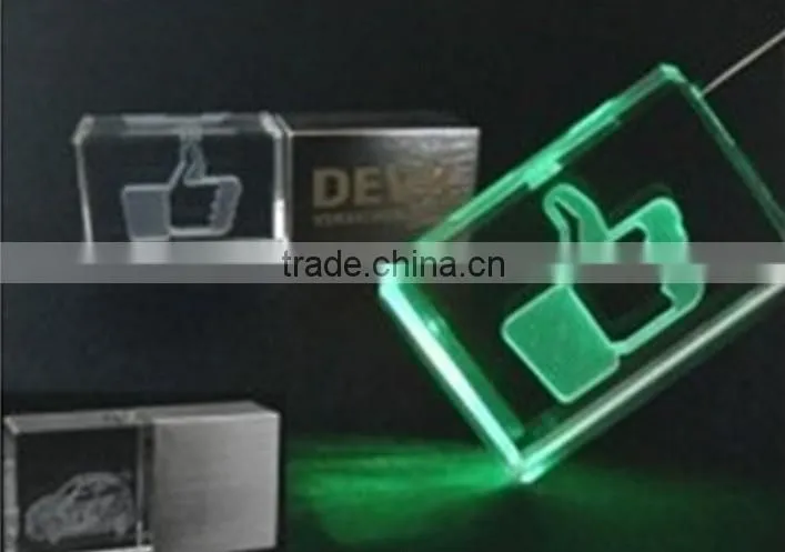Christmas gifts LED crystal flash drive 16gb
