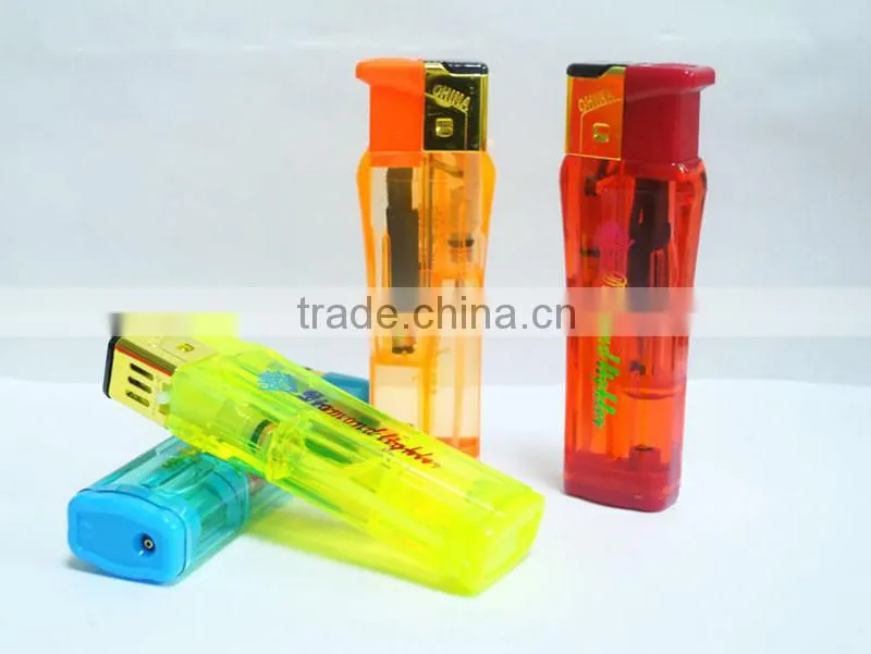 Five transparent colors refillable electric cigarette lighter