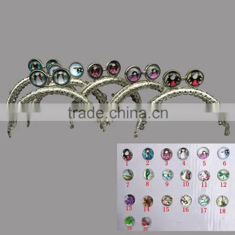 8.5CM round girl kiss lock coin frame DIY scew in coin purse frame