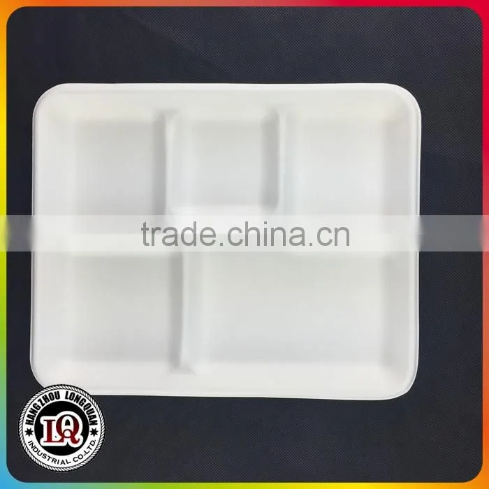 Shallow 5 Compartments Bagasse Tray