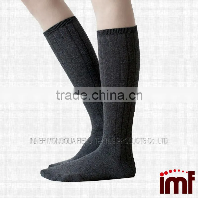 Classical Soft Women Knitted Black Cashmere Socks
