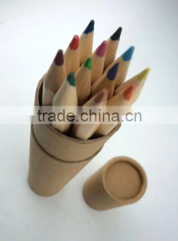 7 inch natural wooden color pencil in tube tin box 12 pcs set
