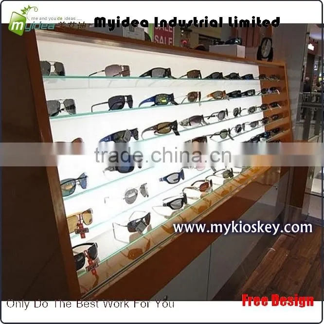 Wood luxury sunglass display stand for mall