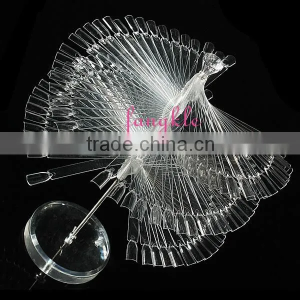 Hot 120PCS Fan Tip Stick Polish Display False Nail Art Practice Card Stand Set