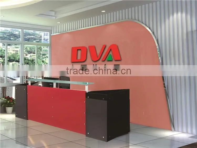 Red and black 2 person reception desk