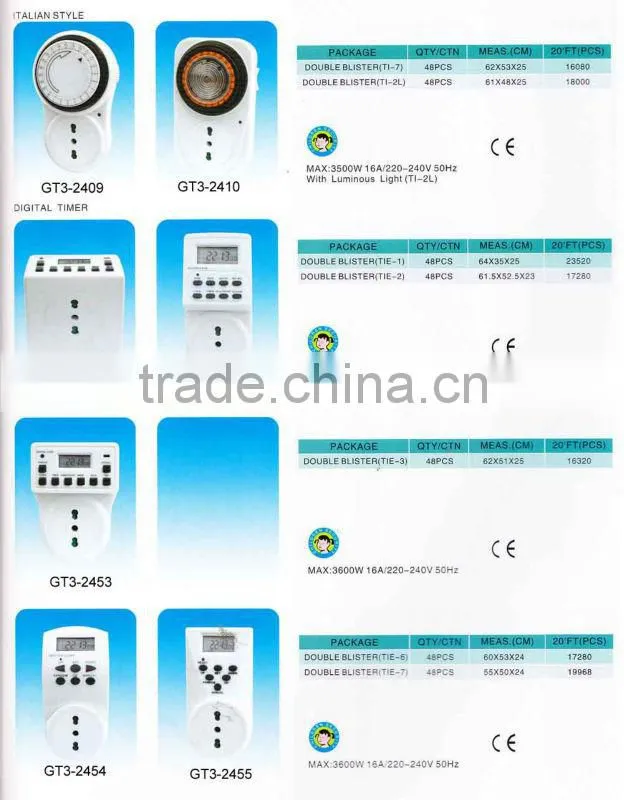 GT3-2454 Italy style programmable digital TIMER SWITCH