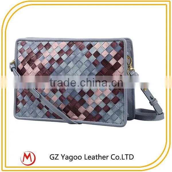 latest handicraft acrylic leather clutch bag