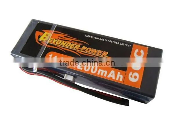 Hard case 14.8V 4200mAh 60C 752540 automatic battery chargers pack for RC car, bare leads or deans