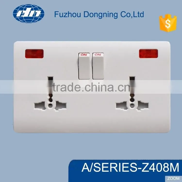 china wholesale factory Double 13A 5 PIN multi-functional switched socket Z408