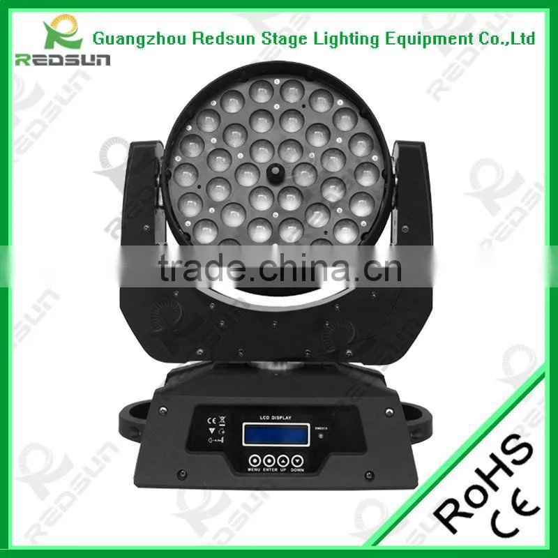 Lowest price!!LED ZOOM wheel roating Moving head 36pcs10W gobo beam sharpy dimmer fluorescent motorized linear stage light