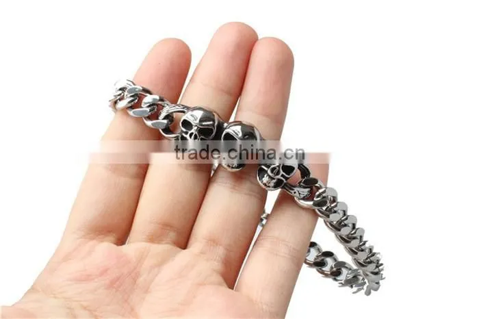 Kindy jewelry JCB0236 vintage punk style stainless steel north skull bracelet for men