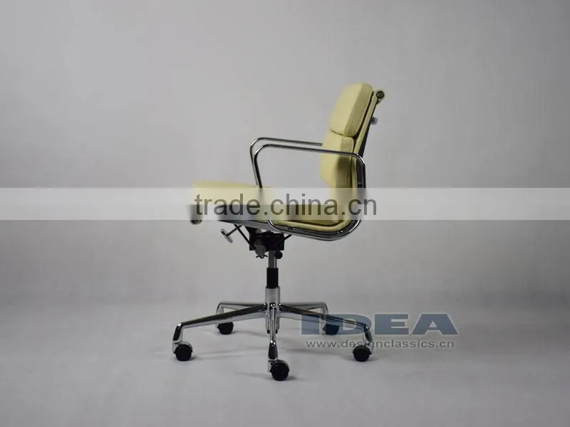 Replica Charles and Ray Low Back Soft Pad Desk Chair EA217 - Cream White Color Genuine Leather