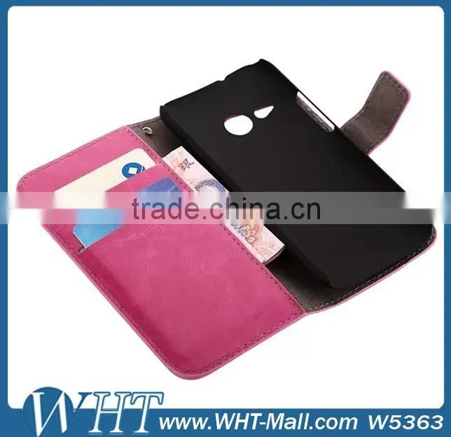 Custom Leather Flip Wallet Case Cover for HTC One M8 mini, for HTC One M8 mini Case WHTS007