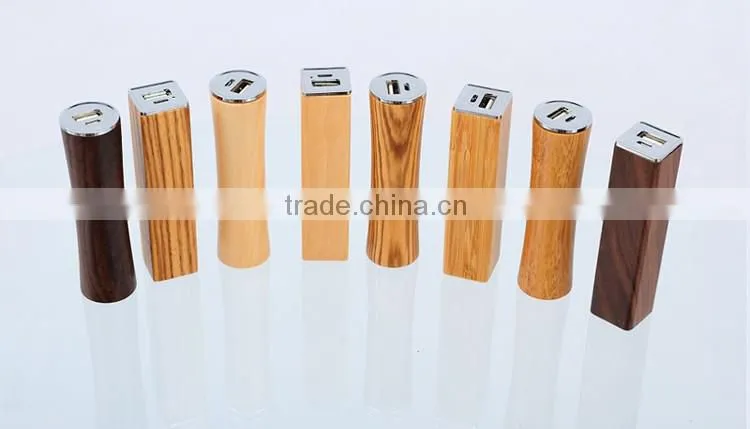China supplier Li-polymer battery wooden power bank 2200mah lip stick power bank