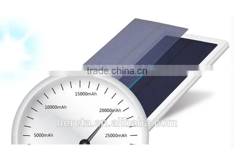 Classic Aluminum alloy 20000mAh dual usb portable solar panel power bank