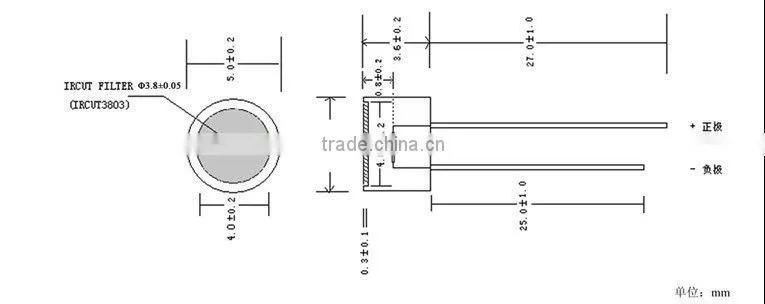 Round head OE504HP-F light sensor with filter