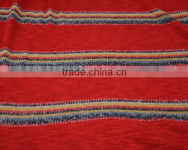 Jiufan Textile Soft Touch Multicolor Yarn Dyed Loose Stripe Fabric with Slub Knitted Dress Fabric Suppilers