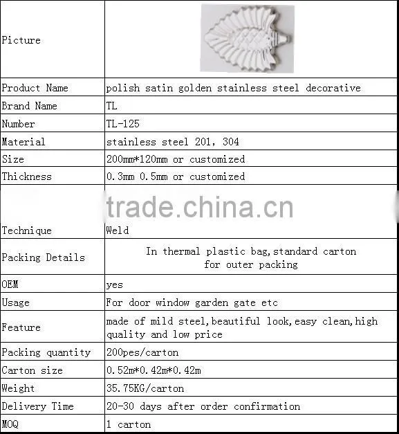 stainless steel decorative accessories for gate factory supply