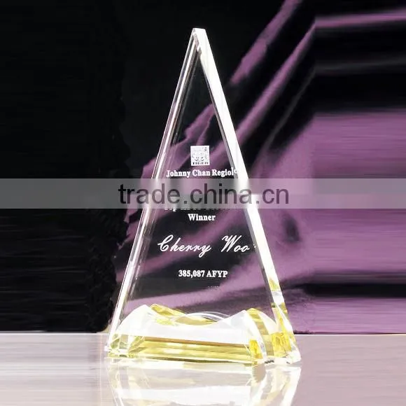 high quality nice design crystal glass award plaque with company logo