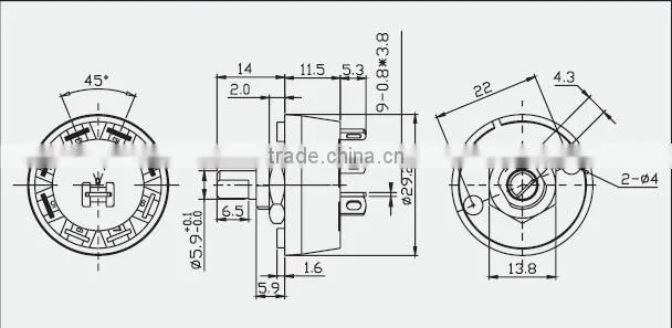 A10 Round rotary switch for appliances, 2-10 positions selection
