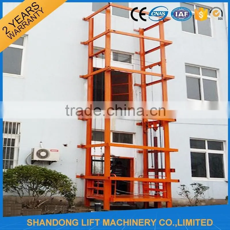 5m 2000kgs Warehouse Guide Rail Chain Lifting Cargo Lift