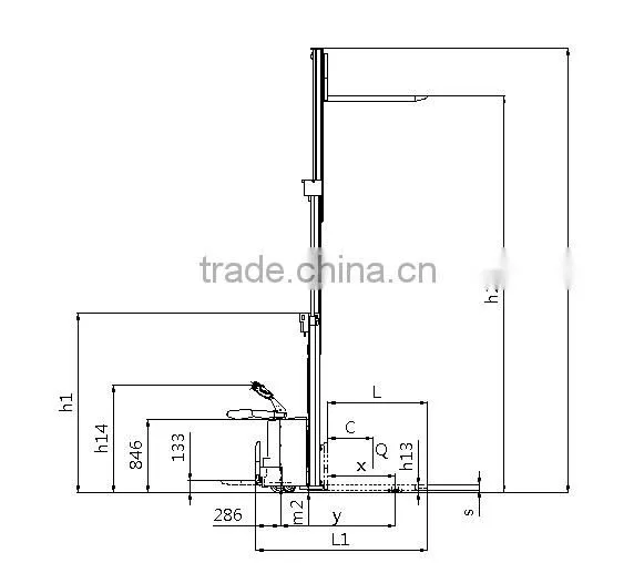 Full electric hydraulic stacker 1500 kg, 4600mm