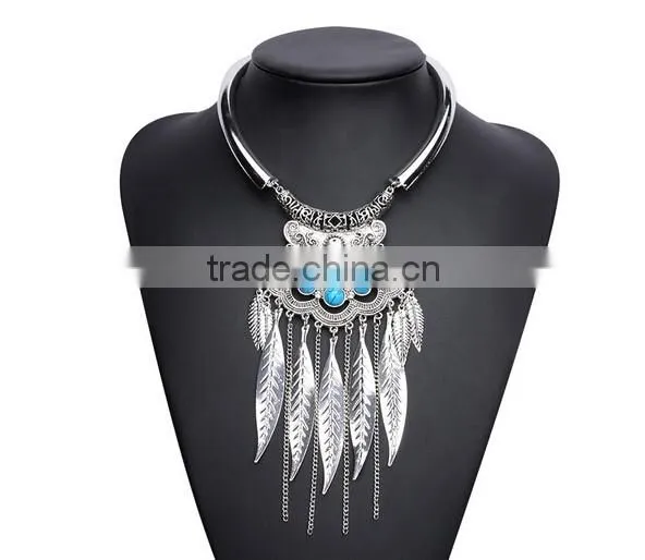 Hot Gypsy Ethnic Tribal Turkish Boho Leaves Tassels Exaggerate Necklace