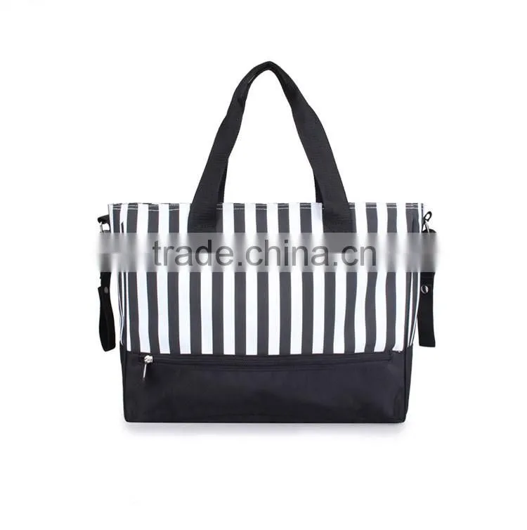 Black and white stripe oxford diaper bag baby bag,bottle changing pad included