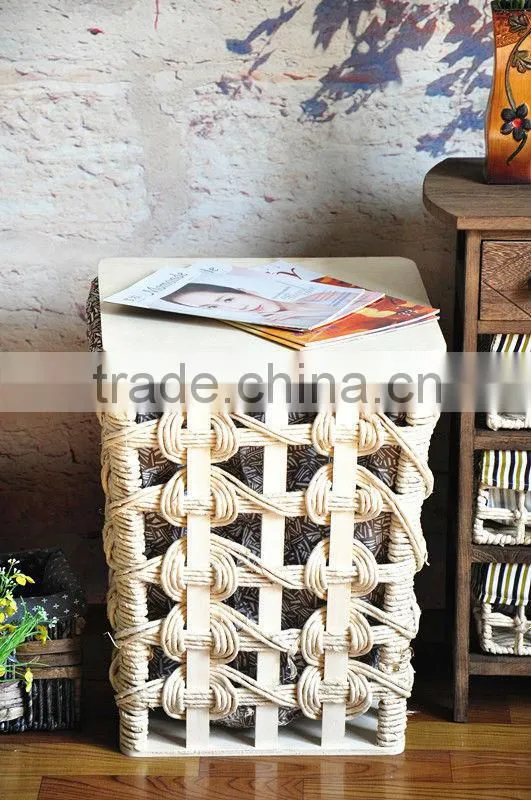 9 hand woven - pastoral style - solid - wooden dirty clothes basket - dirty clothes barrel - storage basket basket