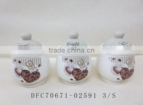 Ceramic Material and Storage Type 3 PCs Food Containers Set